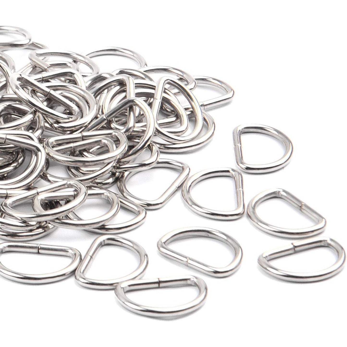 100pcs 3/5 inch Metal D Ring Buckles D-Ring Loop for Handbag Purse Clothes DIY Accessories