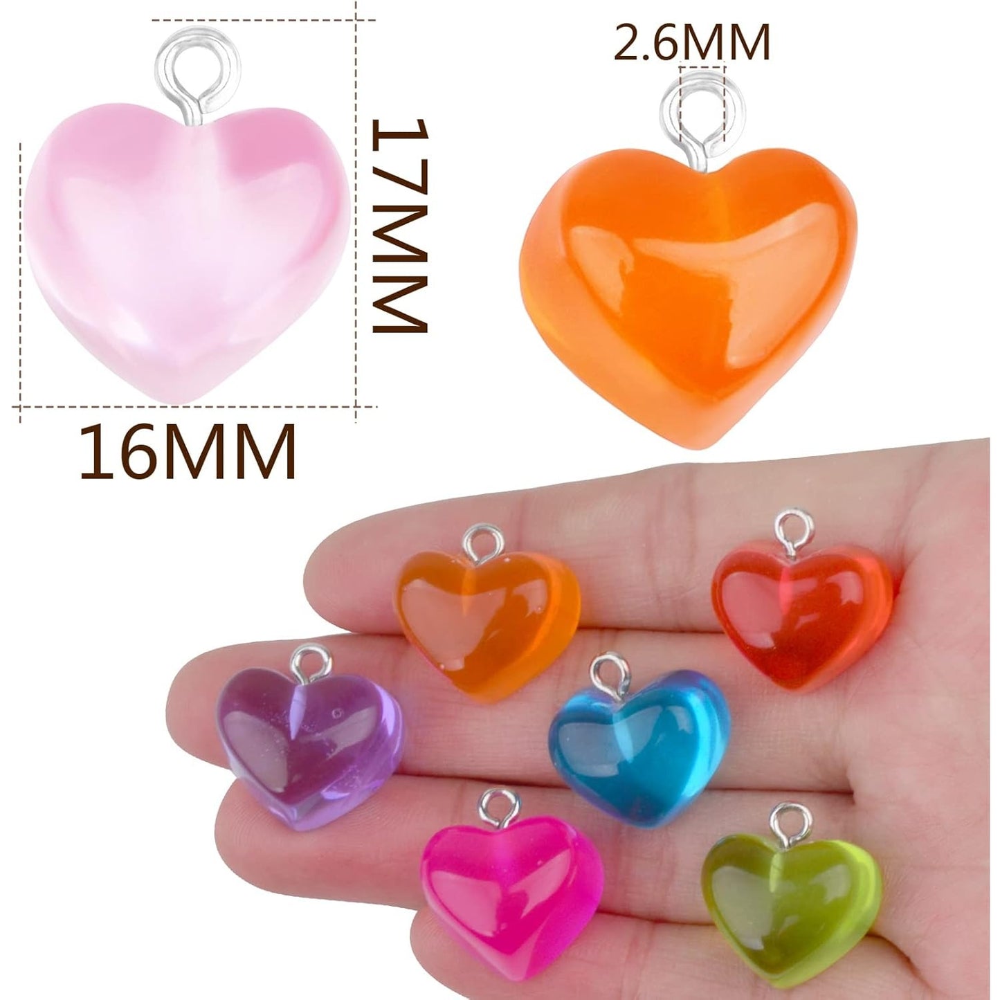 30 Pieces Gummy Heart Charms Pendant Colorful Resin Love Heart Candy Pendants Crafts Supplies for DIY Earrings Necklace Bracelet Jewelry Making