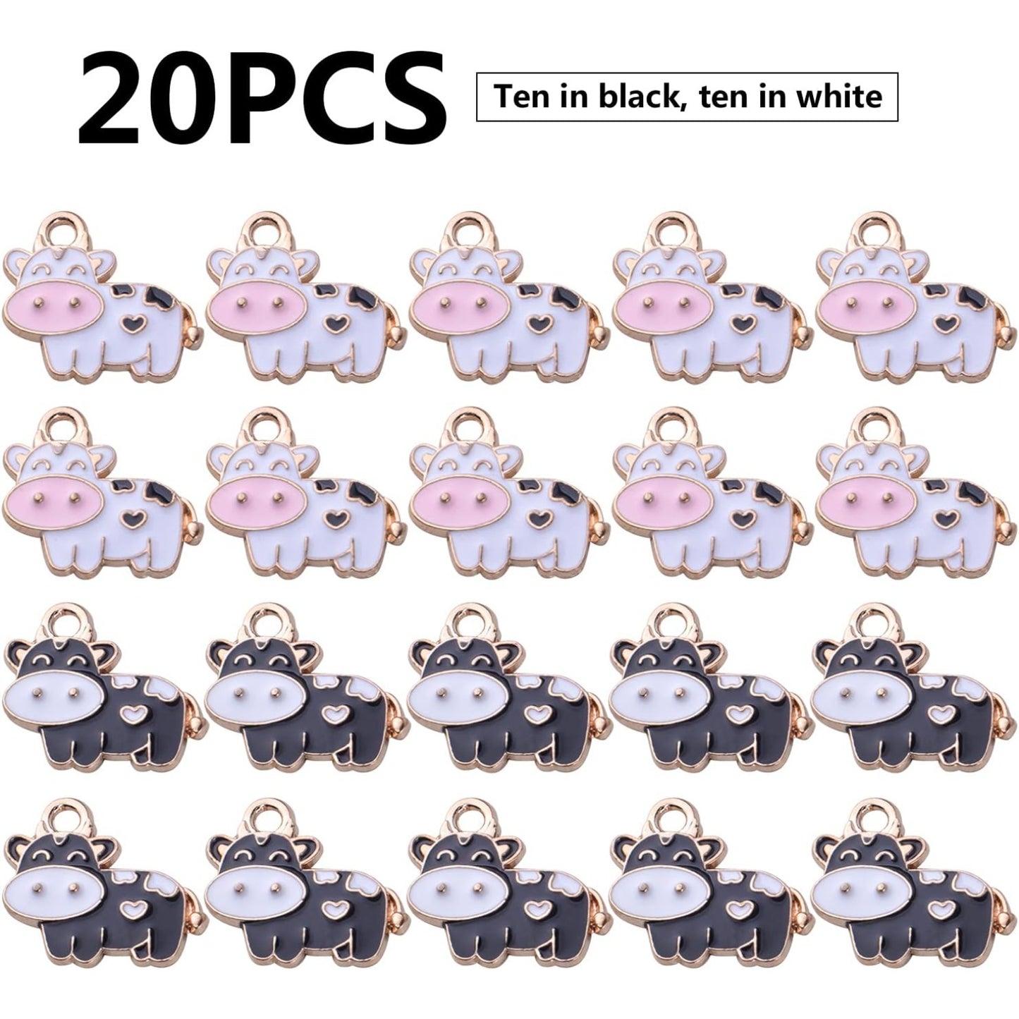 20pcs Enamel Cow Charms Animal Charm Necklace Charms Craft Supplies for DIY Earrings Necklaces Bracelet Jewelry Making Accessory