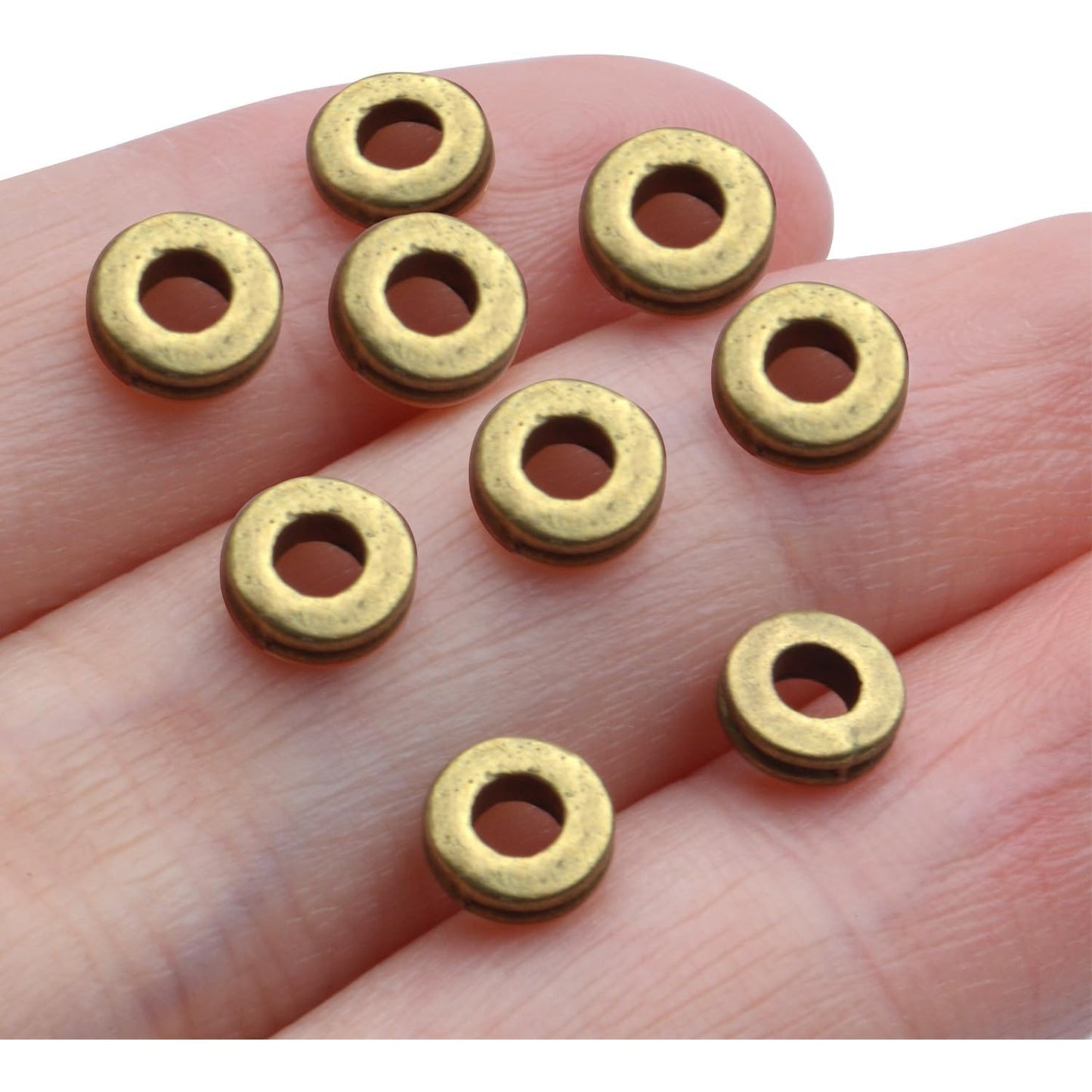 Rondelle Spacer Beads, 200pcs 6mm Flat Round Spacer Beads Metal Rondelle Spacer Beads Craft Supplies for DIY Jewelry Making, Antique Bronze