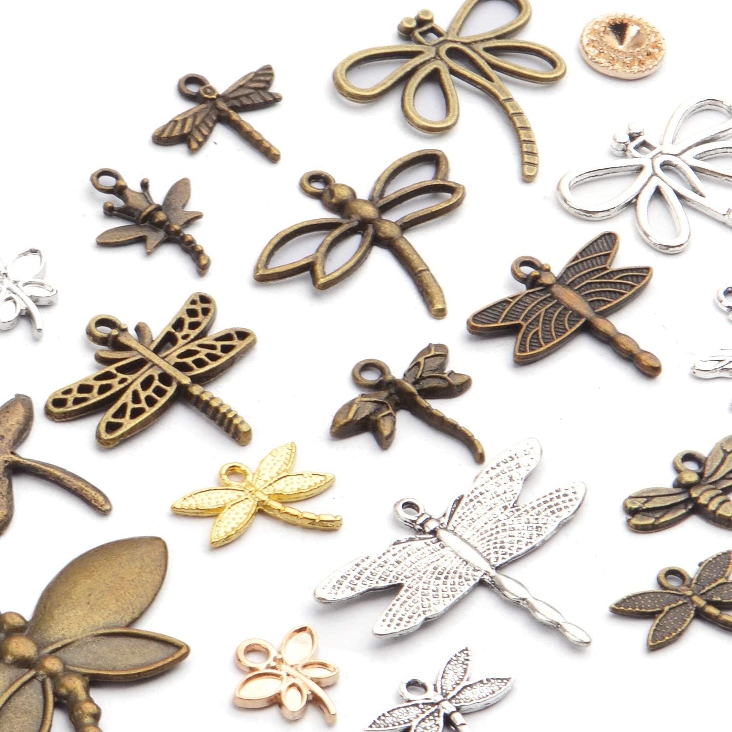 100g (50-80pcs) Mixed Styles Dragonfly Charms Tibetan Alloy Vintage Insect Pendants for DIY Necklace Bracelet Crafts Jewelry Making