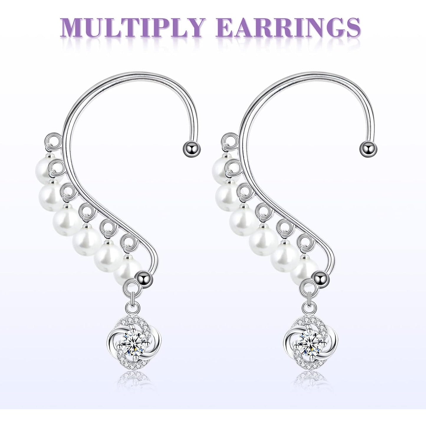 20pcs Silver Ear Cuffs Wrap 7 Holes Earring Hooks Non Pierced Around Ear Wraps Ear Cuff Tassel Drop Earrings Components for DIY Earrings Jewelry Making Decoration