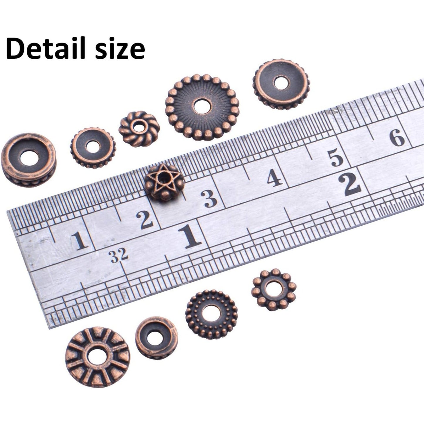 100 Gram(About 170-300pcs) Spacer Beads Jewelry Bead Charm Spacers Alloy Spacer Beads for Jewelry Making DIY Bracelets Necklace and Crafting,Antique Copper