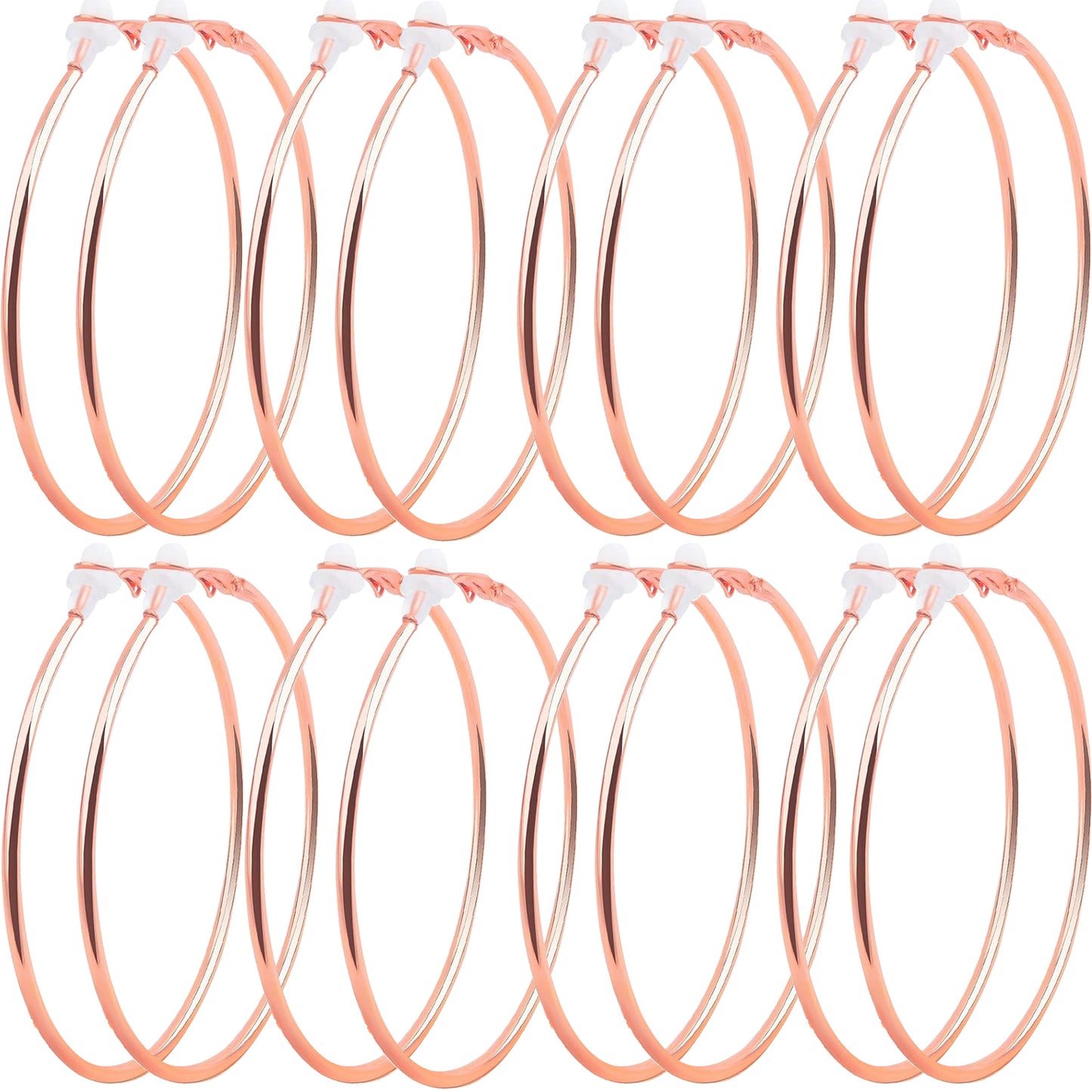 8 Pairs 60 mm Round Open Earring Beading Hoops Metal Hoop Earrings Findings Component with Silicone Earring Pads for DIY Crafts Jewelry Making Wedding Party Gifts, 4 Colors