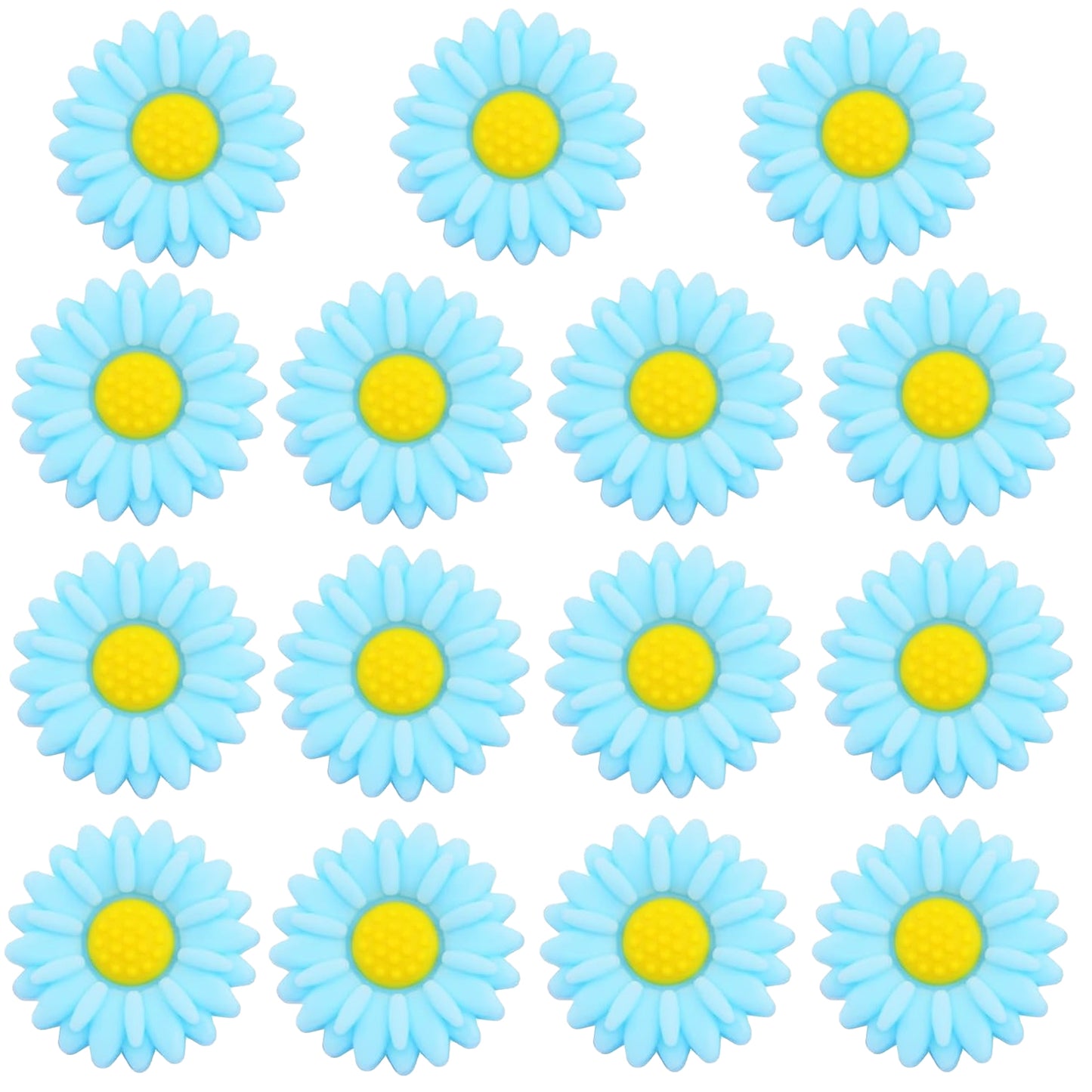 15pcs Daisy Flower Silicone Beads Colorful Soft Silicone Sunflower Spacer Beads Flower Shape Loose Beads Craft Accessories for DIY Necklace Bracelet Keychains Jewelry Making