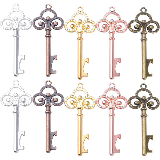 10pcs 5 Colors Key Bottle Openers Vintage Skeleton Decor Key Bottle Opener Beer Openers Keys for Wedding Birthday Party Favor Gifts Rustic Home Decoration, 67 mm x 28.4 mm