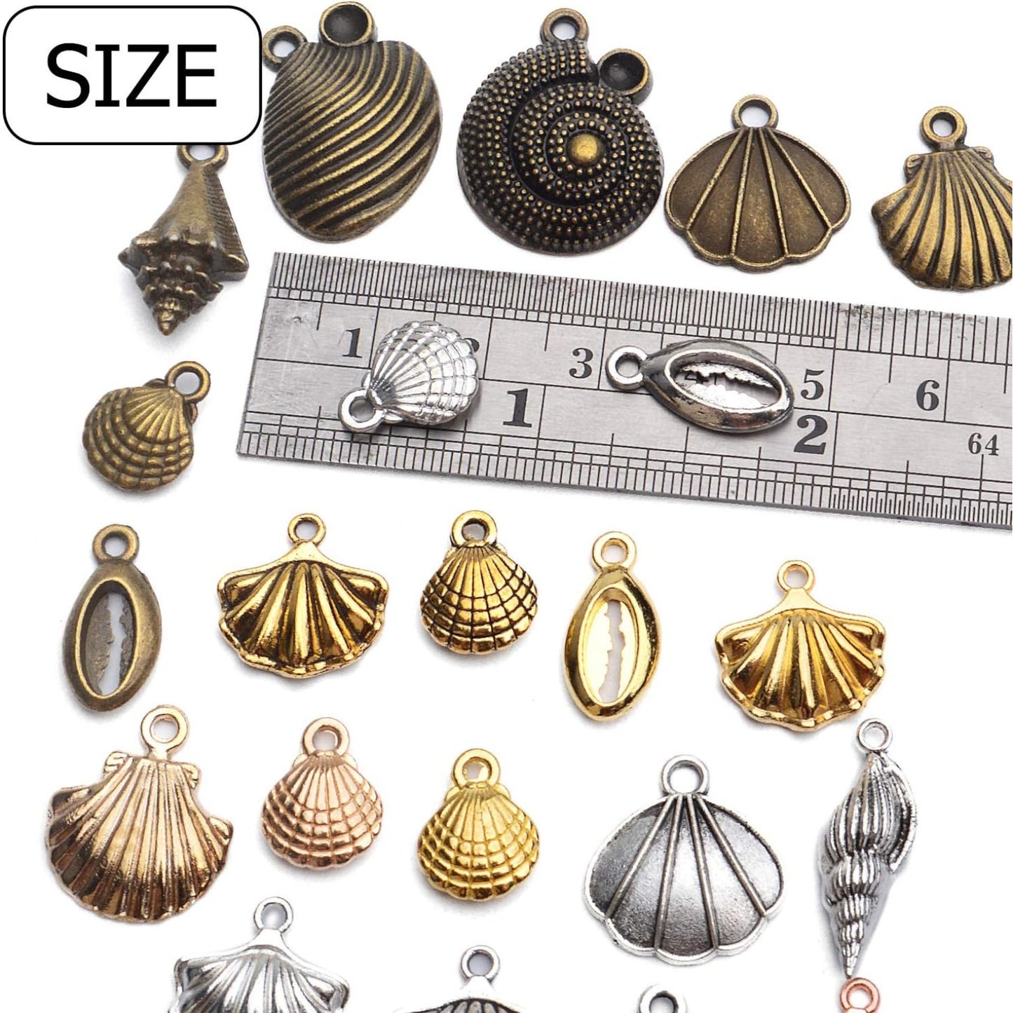 100 Gram Assorted Seashells Charms Conch Pendants Alloy Pendants Charms Jewelry Charm Pendant for Necklace Bracelet DIY Craft Jewelry Making Supplies