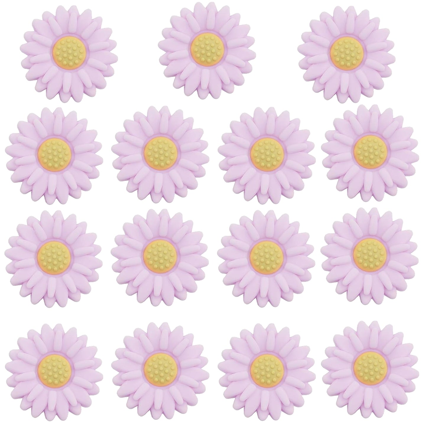 15pcs Daisy Flower Silicone Beads Colorful Soft Silicone Sunflower Spacer Beads Flower Shape Loose Beads Craft Accessories for DIY Necklace Bracelet Keychains Jewelry Making