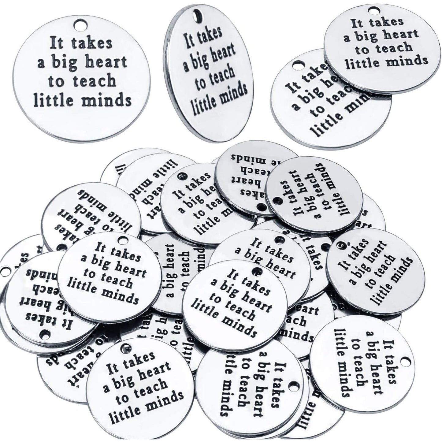 Inspirational Words Charms, 30pcs Lettering Saying Pendants (It takes a big heart to teach little minds) Charms Beads Jewelry Findings for DIY Necklace Bracelet