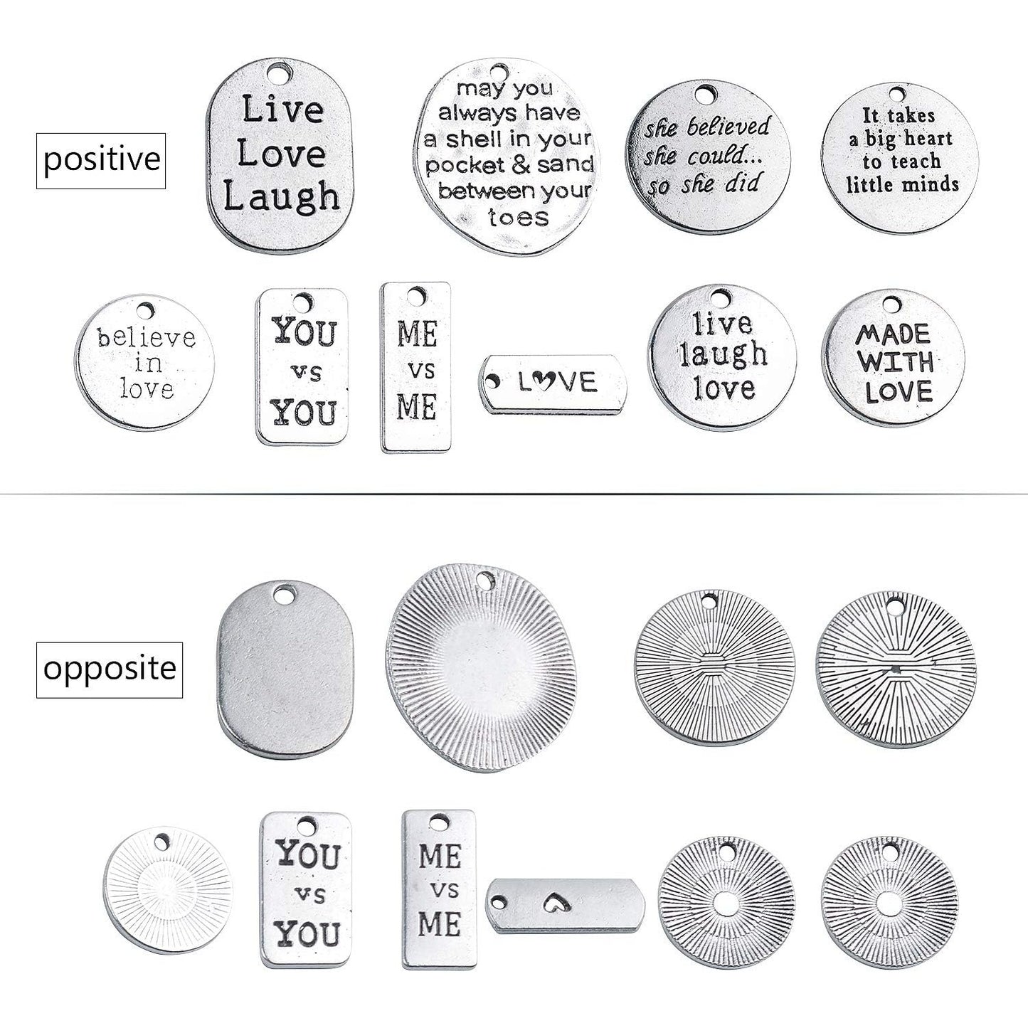 40pcs Mixed Words Charms Beading Pendants for Choker Necklace Bracelet Crafting Findings Antique Silver