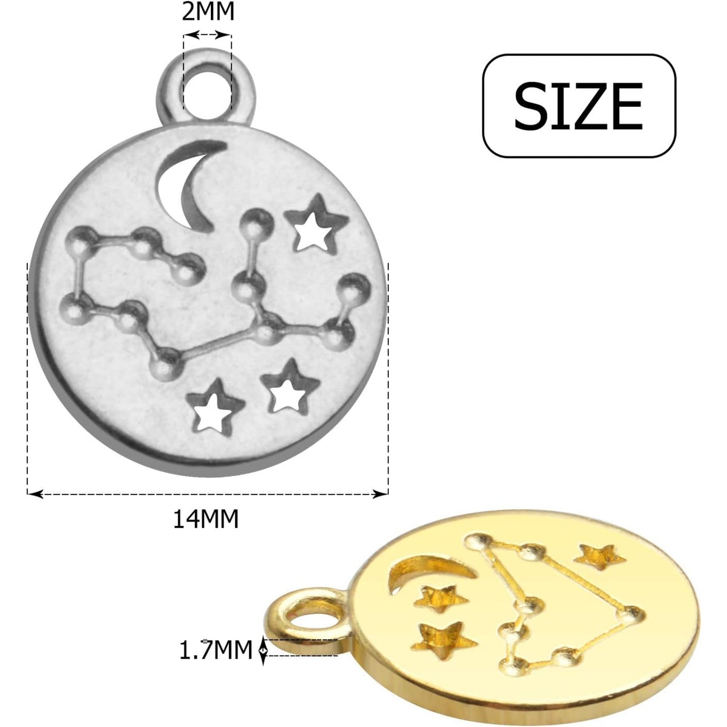 Constellation Charms Pendant, 3 Sets (36 Pieces) Zodiac Sign Charm Flat Round Metal Pendant Twelve Constellation Charm DIY Craft Supplies for Necklace Bracelet Jewelry Making