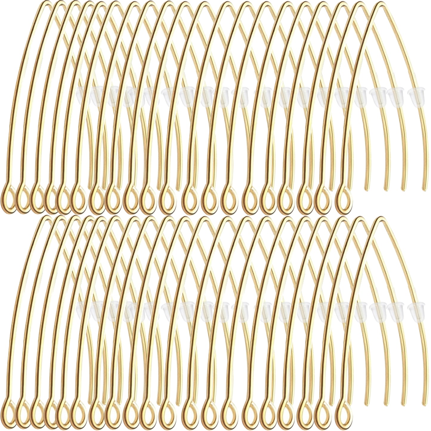 40pcs Stainless Steel V-shape Earring Hooks & 40pcs Clear Silicone Bullet Earring Backs, DIY Jewelry Making Kit, 2 Colors (Golden, Steel), 2 Sizes