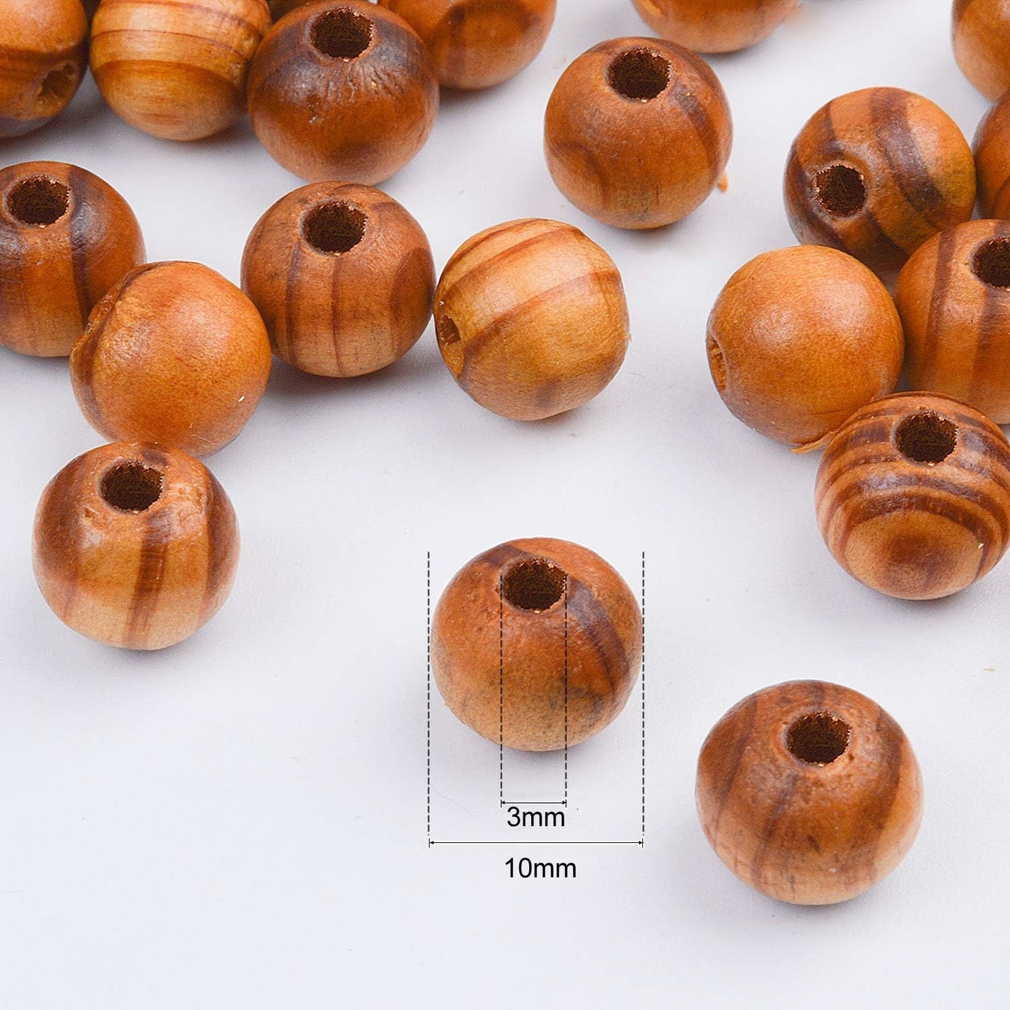 200pcs 10mm Wood Round Bead Natural Wood Spacer Beads Wooden Beads for Jewelry Making DIY