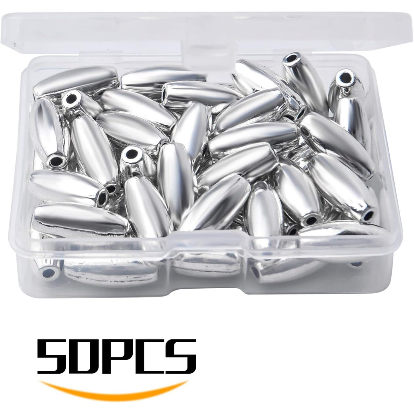 50pcs Alloy Tibetan Spacer Beads Rice Shaped Bead Spacers Metal Loose Spacer Bead Jewelry Spacer Charms for DIY Jewelry Bracelet Necklace Crafts Making