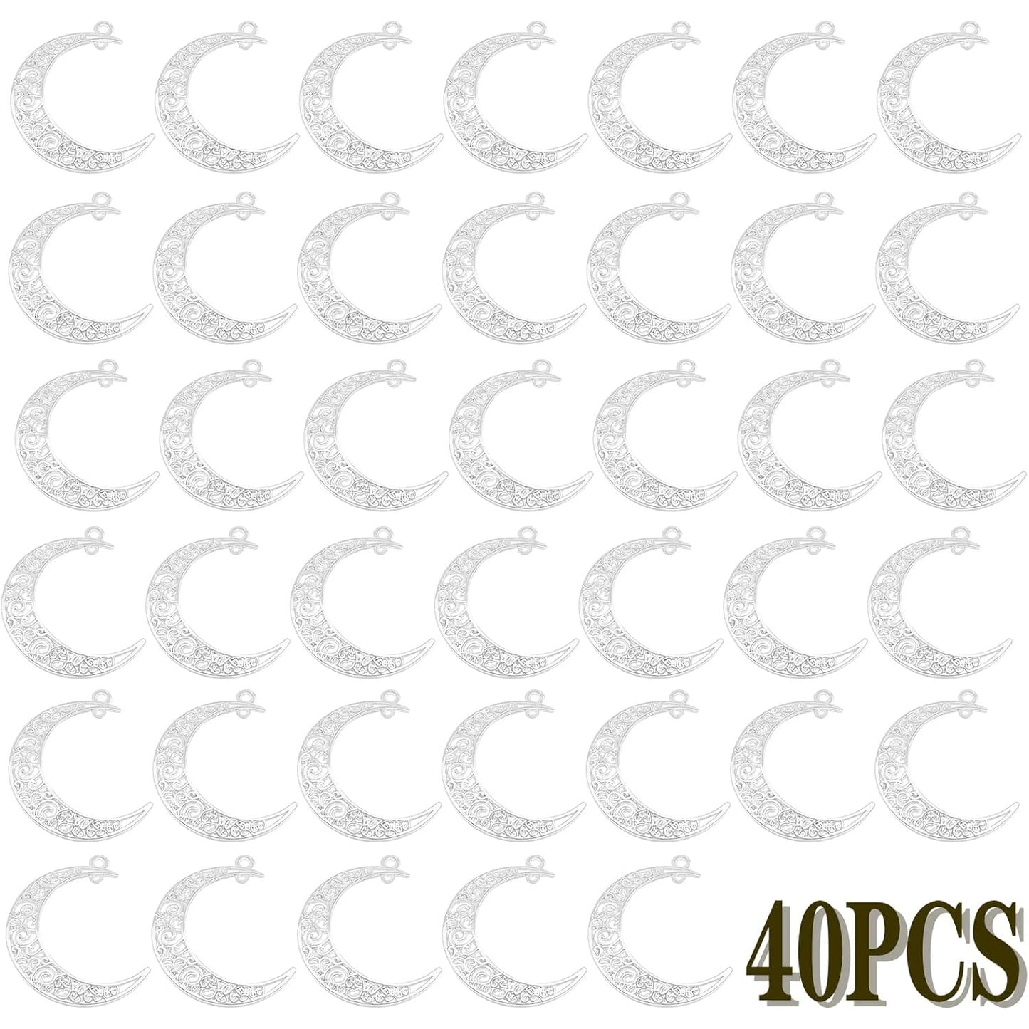 40pcs Hollow Moon Charms Crescent Moon Pendants Celestial Charms Crafts Supplies for DIY Bracelet Necklace Jewelry Making Accessory