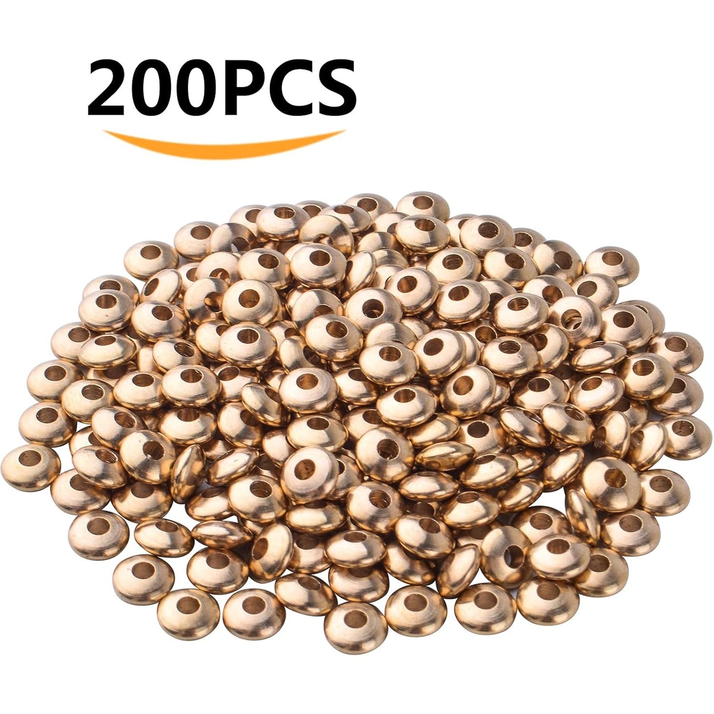 Brass Spacer Beads, 200pcs Gold Round Spacers Beads Flat Rondelle Spacer Beads Abacus Beads Loose Bead Spacer for Jewelry DIY Bracelet Necklace Making Accessory
