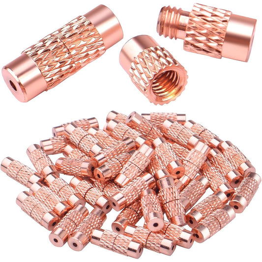 50pcs Brass Screw Twist Clasps Tube Fastener Cord End Caps for DIY Bracelet Necklace Craft Keychains Jewelry Making Handmade Decoration, Rose Golden, 11.3 mm x 4.2 mm