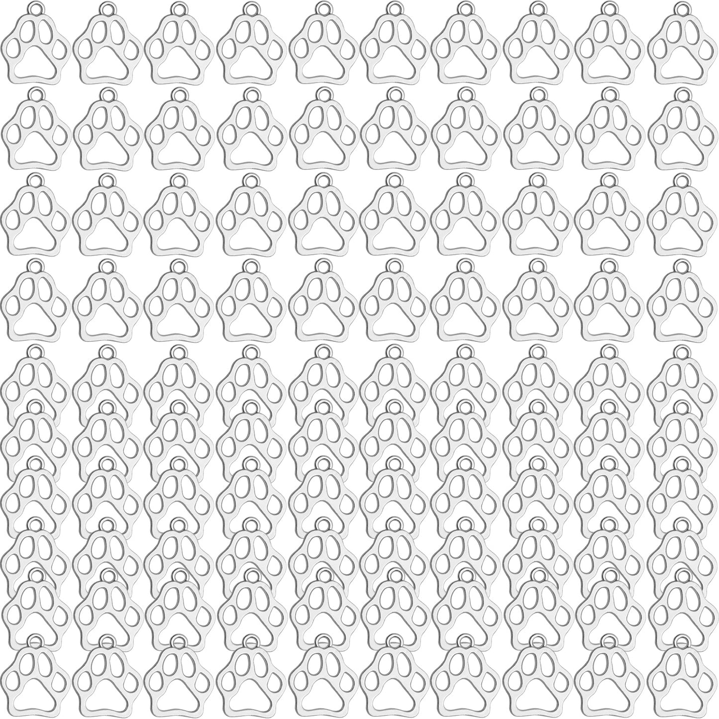 Animal Paw Charms, 100pcs Print Pendant for Dog Bear Cat Jewelry Making, Bracelet Necklace DIY Crafts