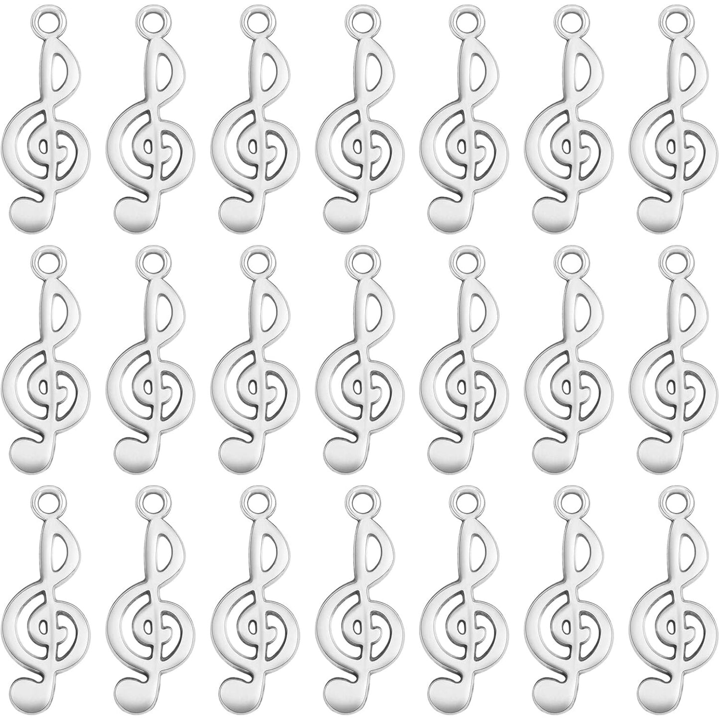 100pcs Antique Silver Musical Note Charms Vintage Alloy Music Symbol Pendants Elegant Chic Instrument Charms for DIY Jewelry Making Findings Art Craft Supplies