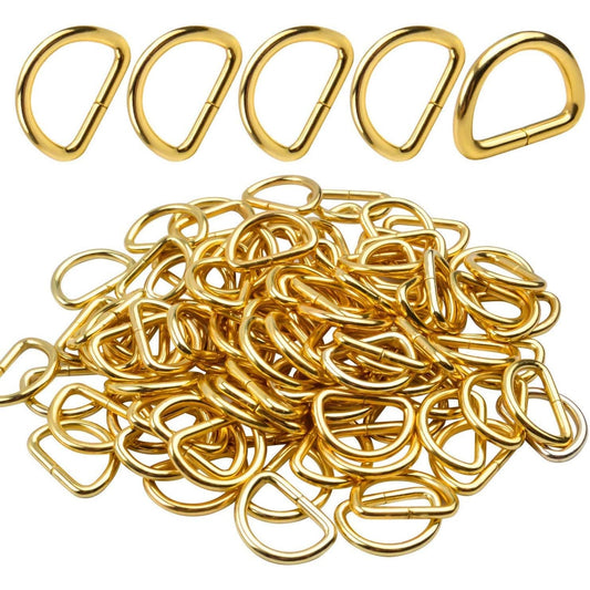 100 Pieces 1/2inch Metal Non Welded Gold D Ring Buckles D-Ring Loop for Handbag Purse Clothes DIY Accessories