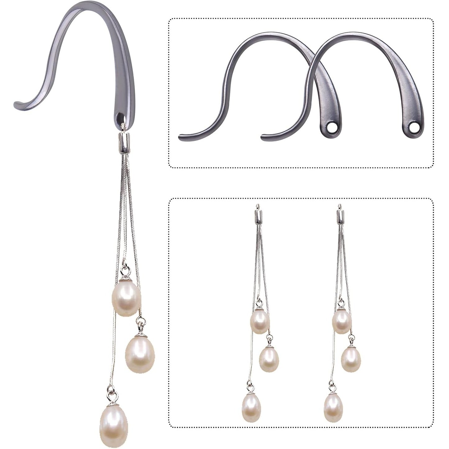 100pcs Stainless Steel Earring Hooks, Hypo-allergenic Surgical Fish Hook Ear Wire with Loop Hole Dangle Earrings Findings for Women DIY Craft Jewelry Making
