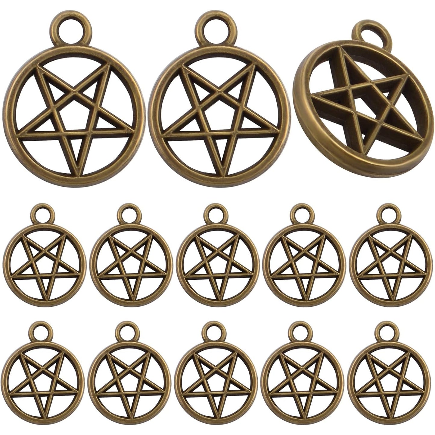 50pcs Silver Pentacle Star Charms Alloy Star Pentagram Pendants Protection Lucky Pentacle Charms Jewelry Making Accessory for DIY Crafts Necklaces Bracelets Earrings