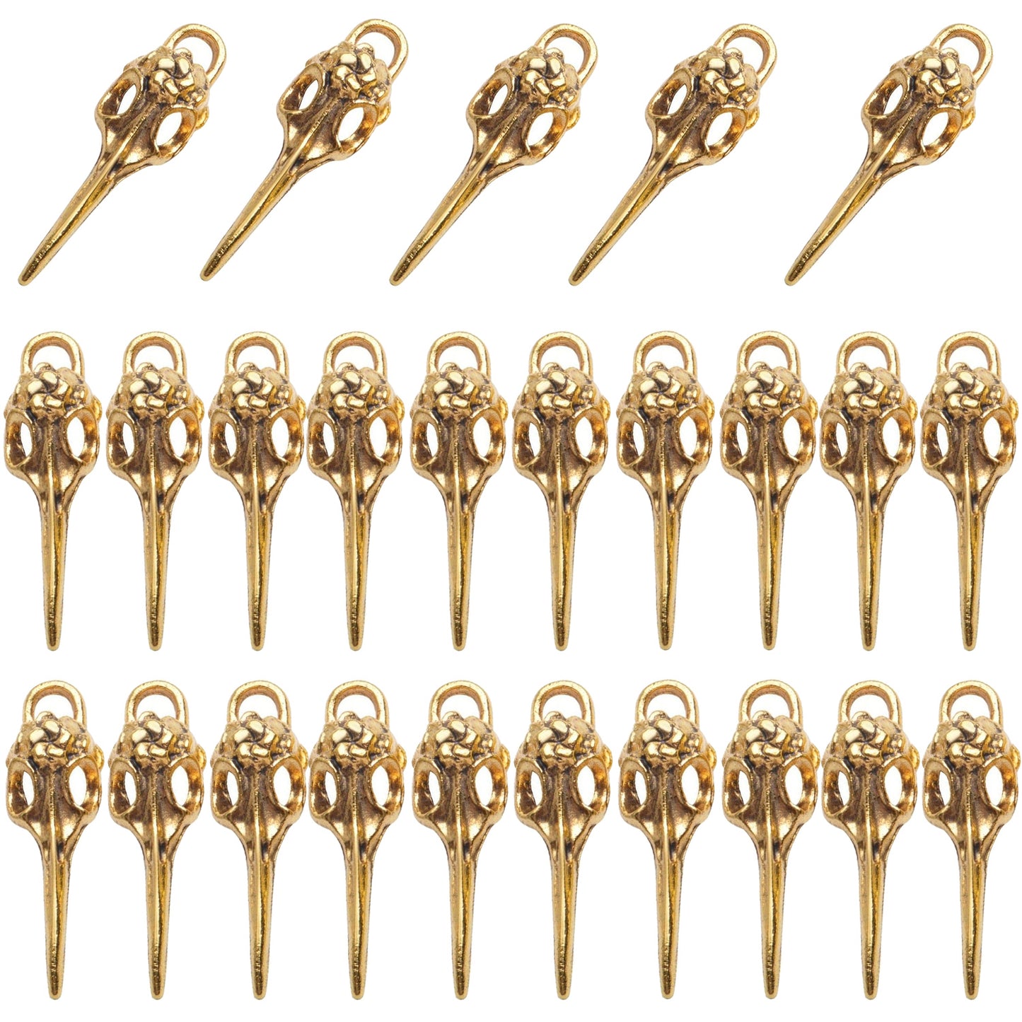Bird Head Skull Charms, 25pcs Tibetan Style Bird Skull Head Charms Alloy Bird Head Skeleton Pendants for Necklace Bracelet Jewellery Findings Crafting, 5 Colors