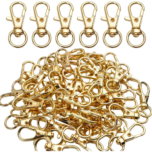 50 pcs Swivel Clasps Lanyard Snap Hook,Metal Swivel Lanyard Snap Hook Lobster Claw Clasp(Gold)