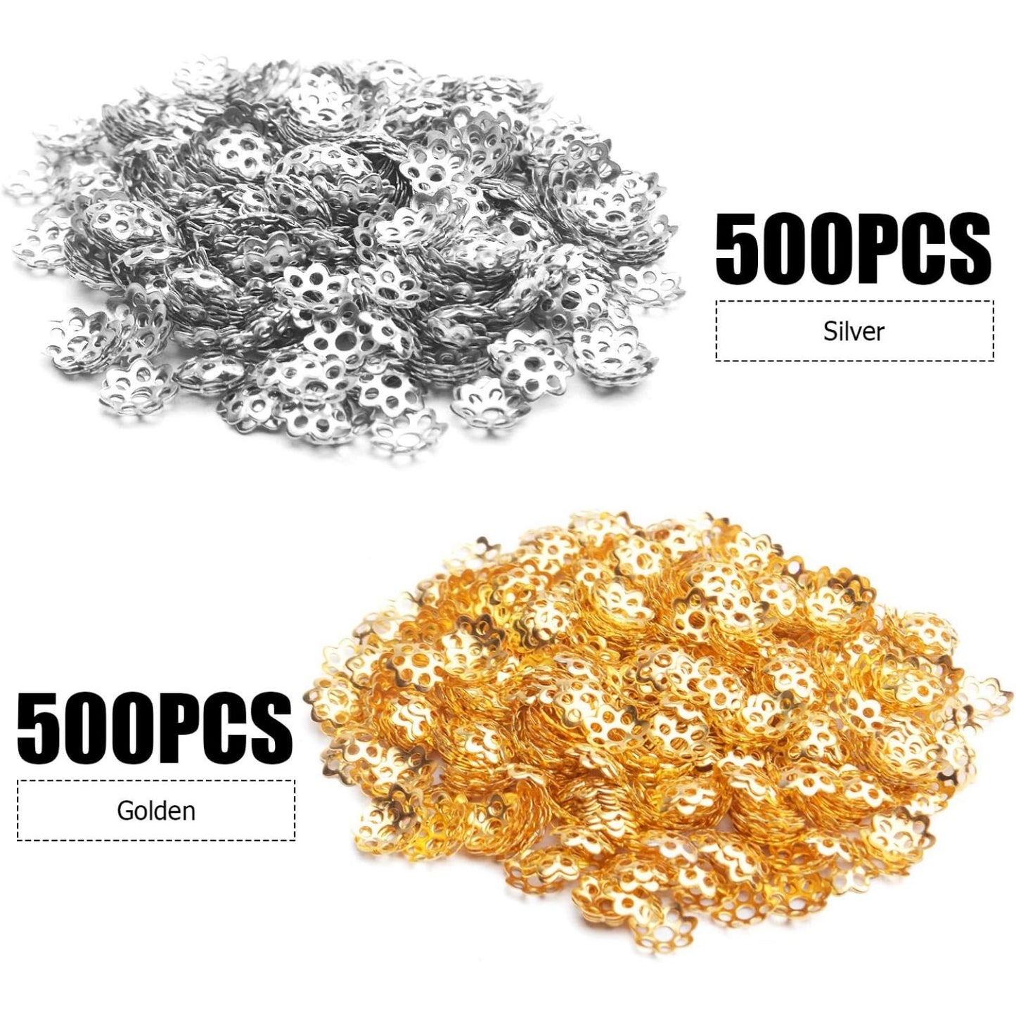 1000pcs 6mm Flower Bead Caps Metal Filigree Spacers Bali Style Jewelry Findings Accessories for Bracelet Necklace Jewelry Making