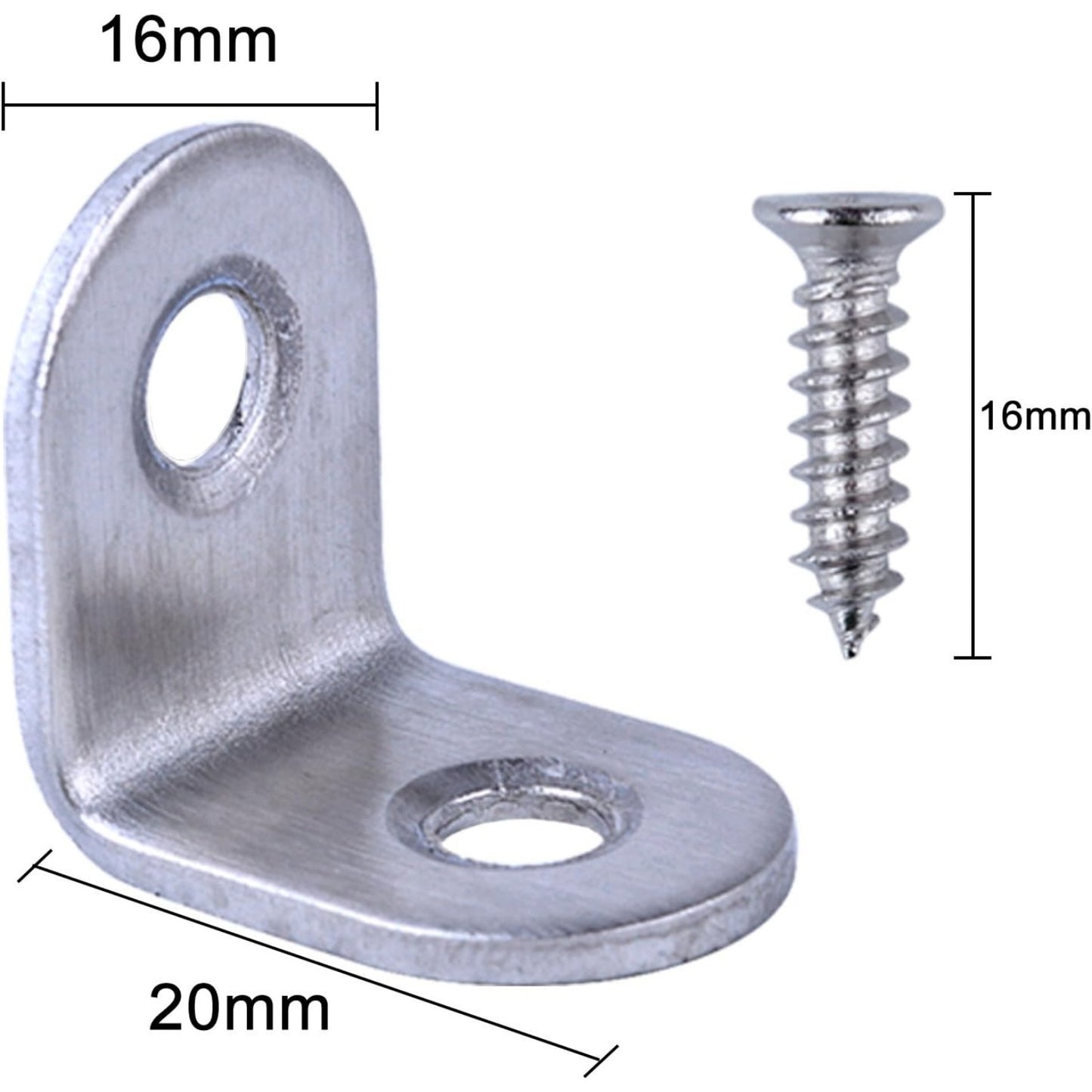 Bronagrand 10pcs 90 Degree Right Angle Brackets Fastener Stainless Steel Corner Braces with Screws (20x20mm)