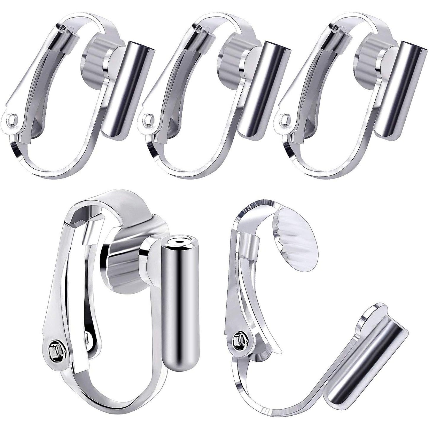 12 Pieces Clip-on Earrings Converter Components for Non-Pierced Ears and 12 Pieces Comfort Earring Pads, Gold and Silver