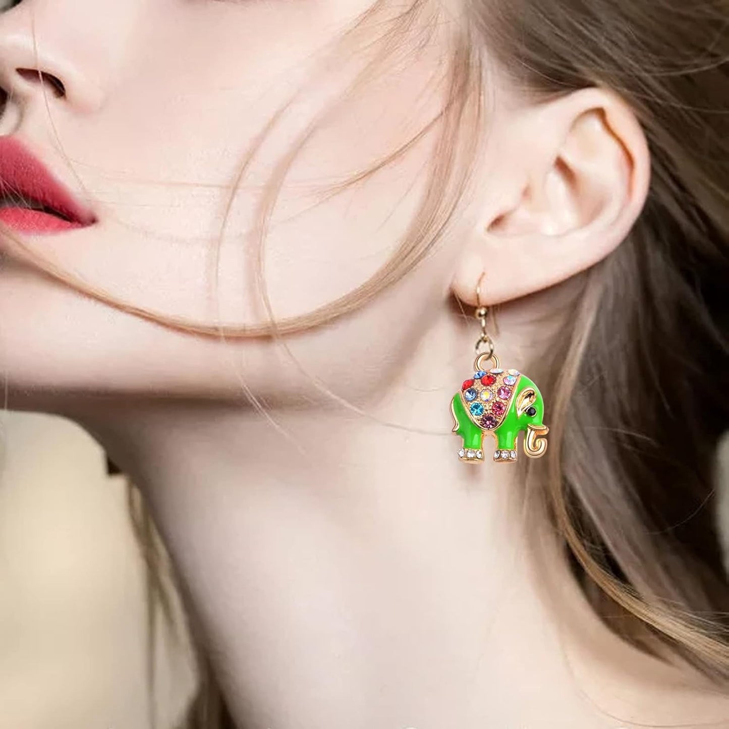 10 Pieces 5 Colors Alloy Enamel Animal Elephant Charms Rhinestone Elephant Pendants Charms Craft Supplies for DIY Bracelet Necklace Keychains Jewellery Making