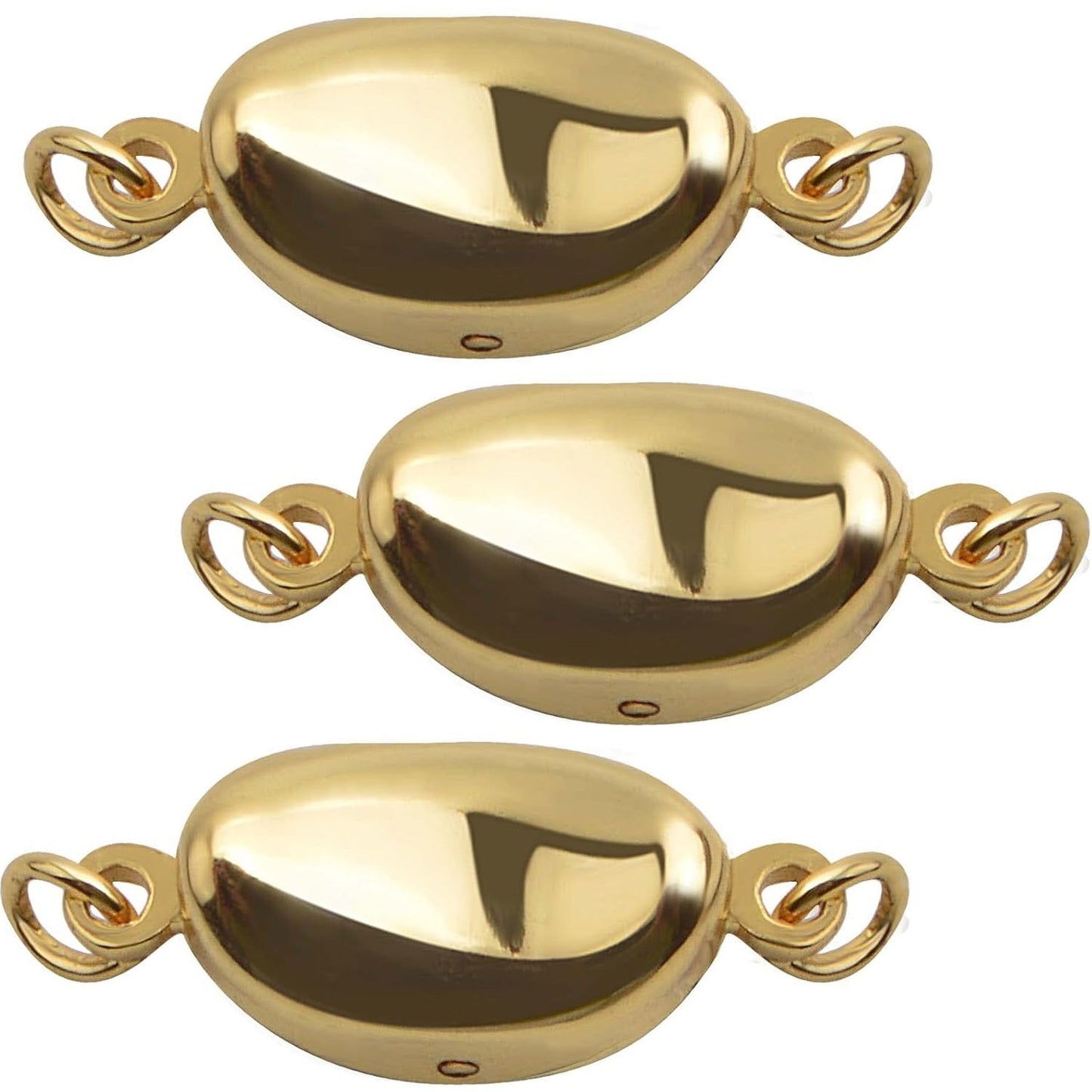 3 Pieces Pearl Locking Necklace Clasps Brass Oval Clasp Converter Closures Connector Chain Extenders for Necklace Bracelet Anklet Jewelry Making, 3 Colors