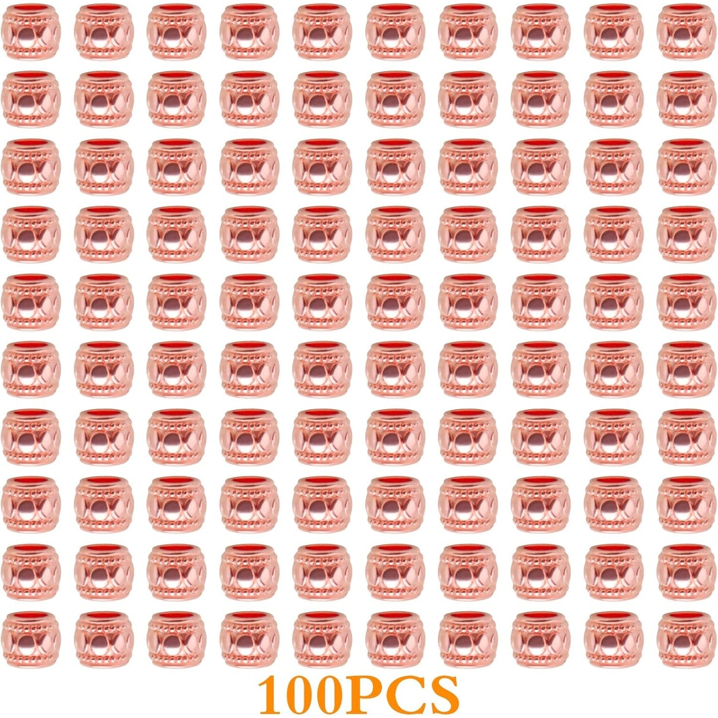 100pcs Alloy Round Column Spacer Beads European Large Hole Tube Loose Beads Bulk Metal Spacers Craft Supplies for DIY Bracelete Earrings Jewelry Making Decoration