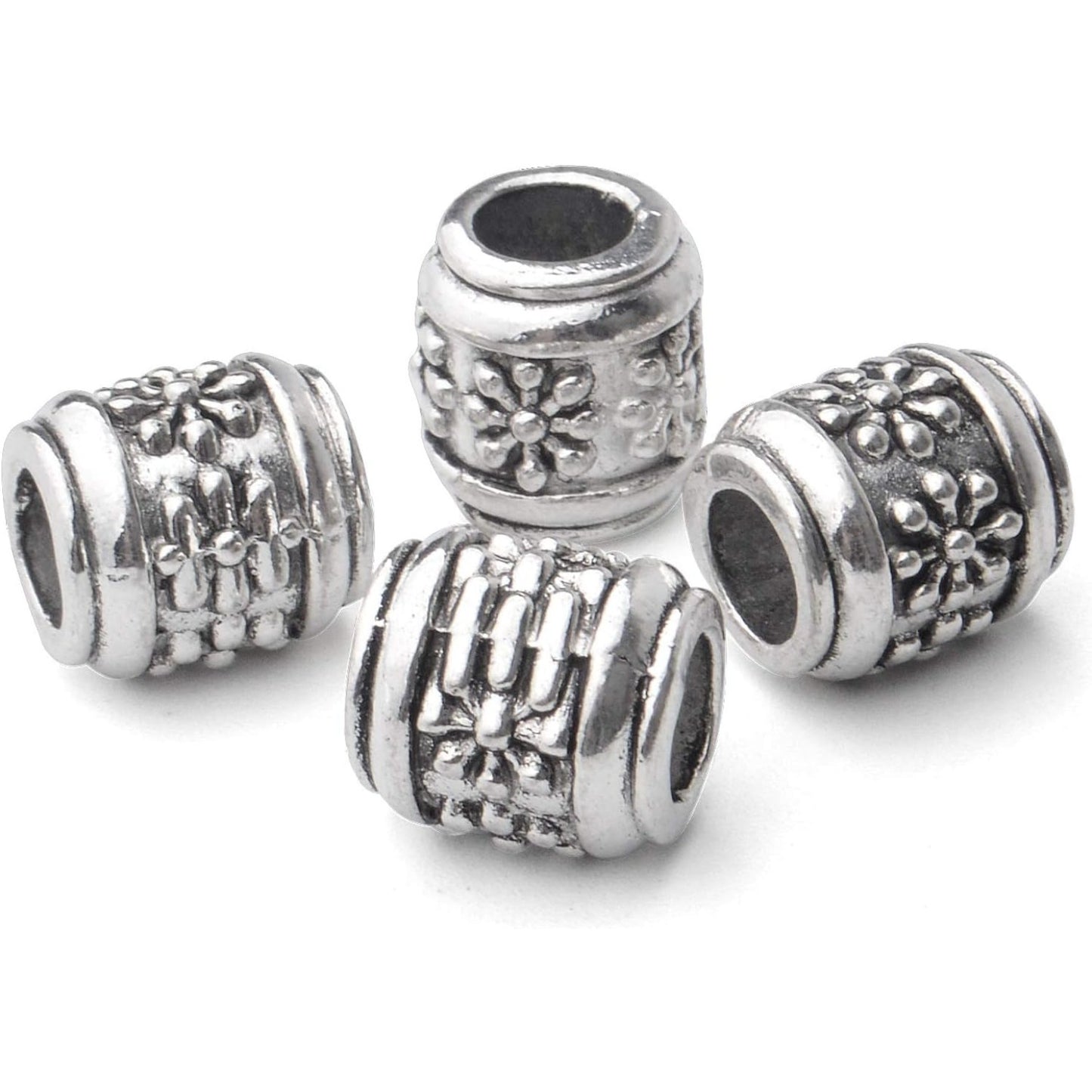 50pcs Antique Silver Large Hole Spacer Beads Alloy European Style Tube Bead Spacer Tibetan Beads Column Spacers Jewelry Spacer Charms for DIY Bracelet Jewelry Crafts Making, Hole: 5mm