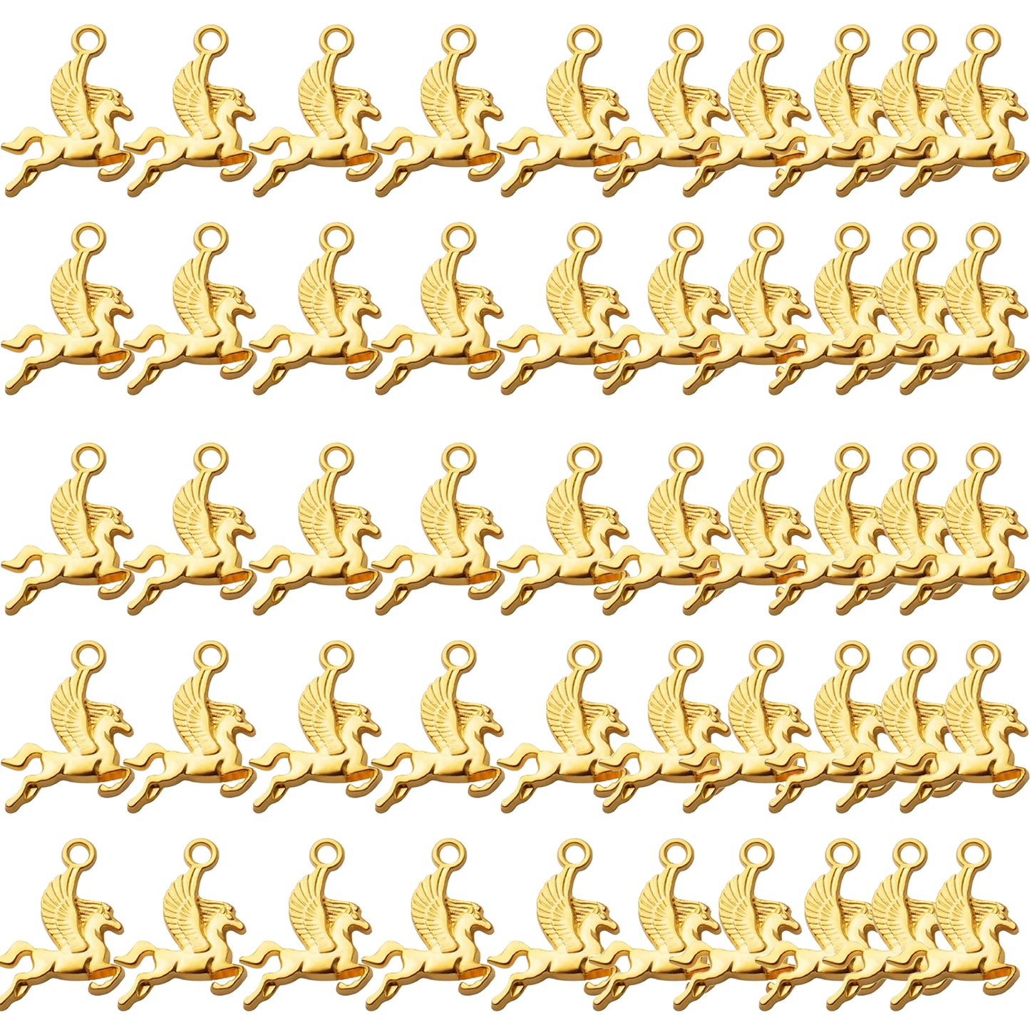 50pcs Flying Horse Charms Pendants Tibetan Alloy Animal Charms Equestrian Beads Charms for DIY Jewelry Bracelet Necklace Making