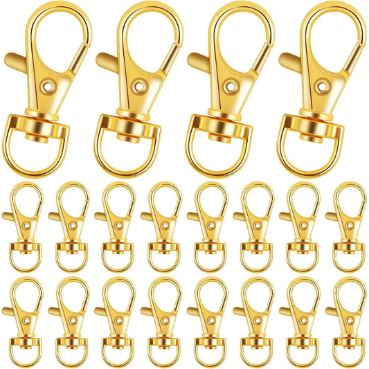 50pcs Swivel Clasp Lanyard Snap Hooks Golden Keychain Clip Hook Lobster Claw Clasps Lanyards Trigger Snap Hooks for DIY Keyring Handbag Purse Backpack Sewing Craft Projects