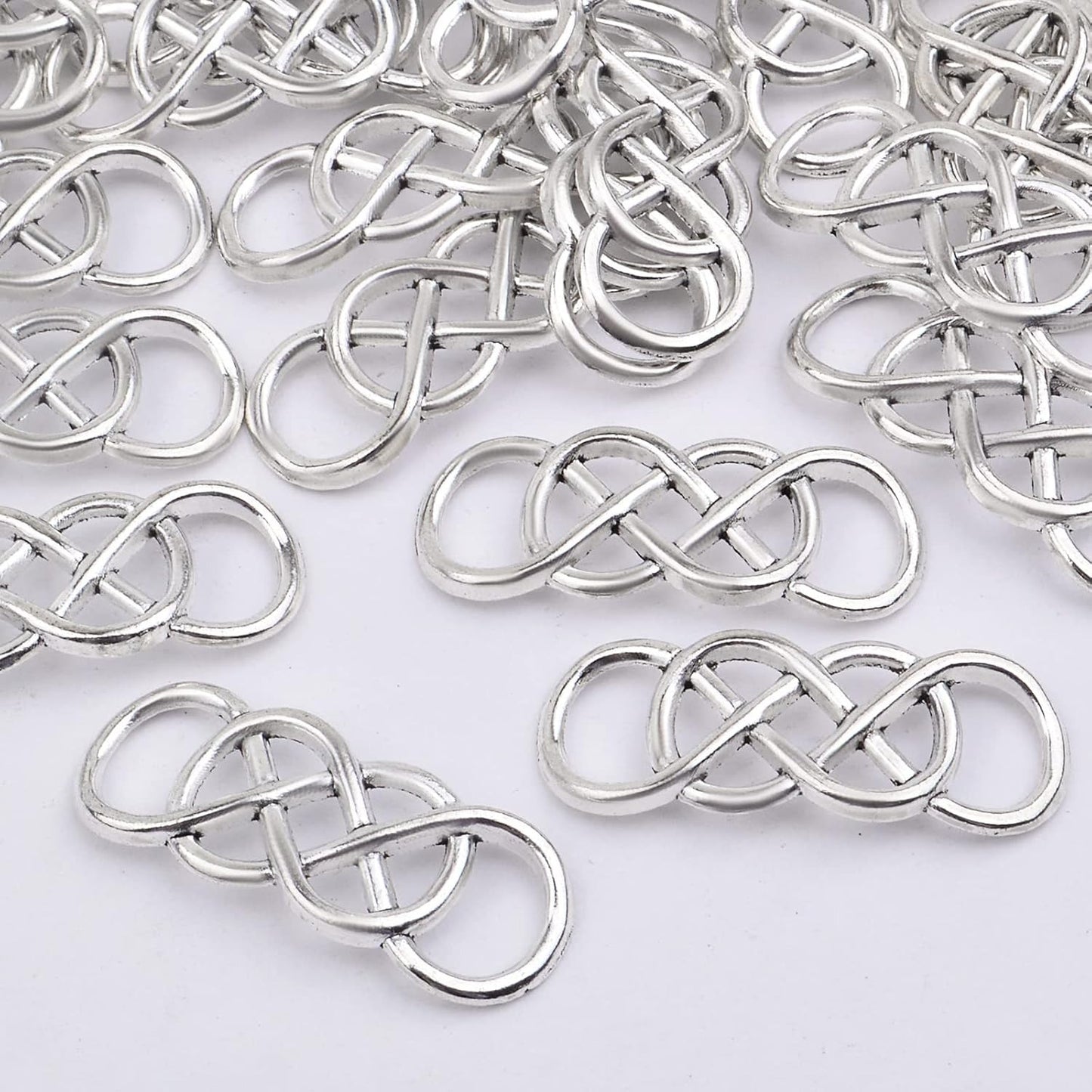50pcs Double Infinity Symbol Connector Charms Alloy Pendant Charm Connectors for DIY Bracelet Necklace Jewelry Making,32.8mm×12.5mm