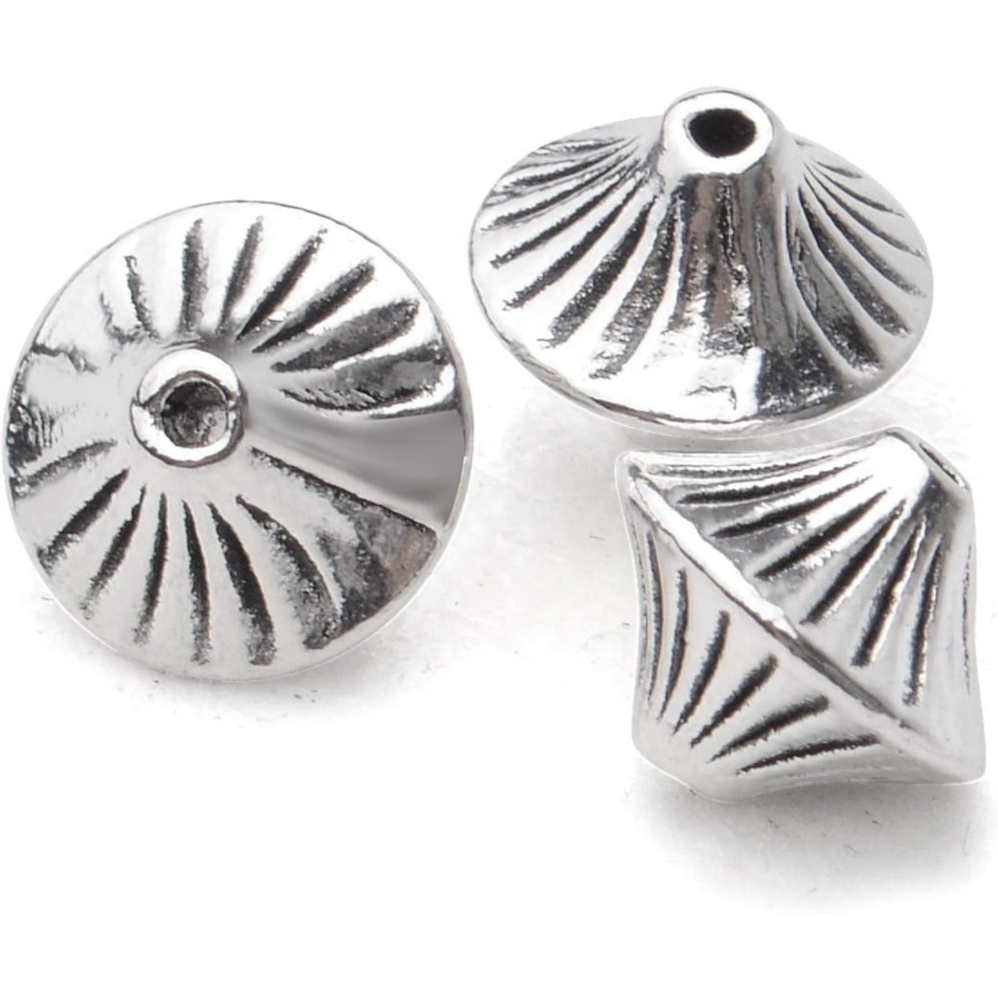 50pcs Antique Silver Bicone Spacer Beads Tibetan Spacers European Beads Jewelry Spacer Charms with A Box for Bracelet Necklace Jewelry Making Findings Accessories