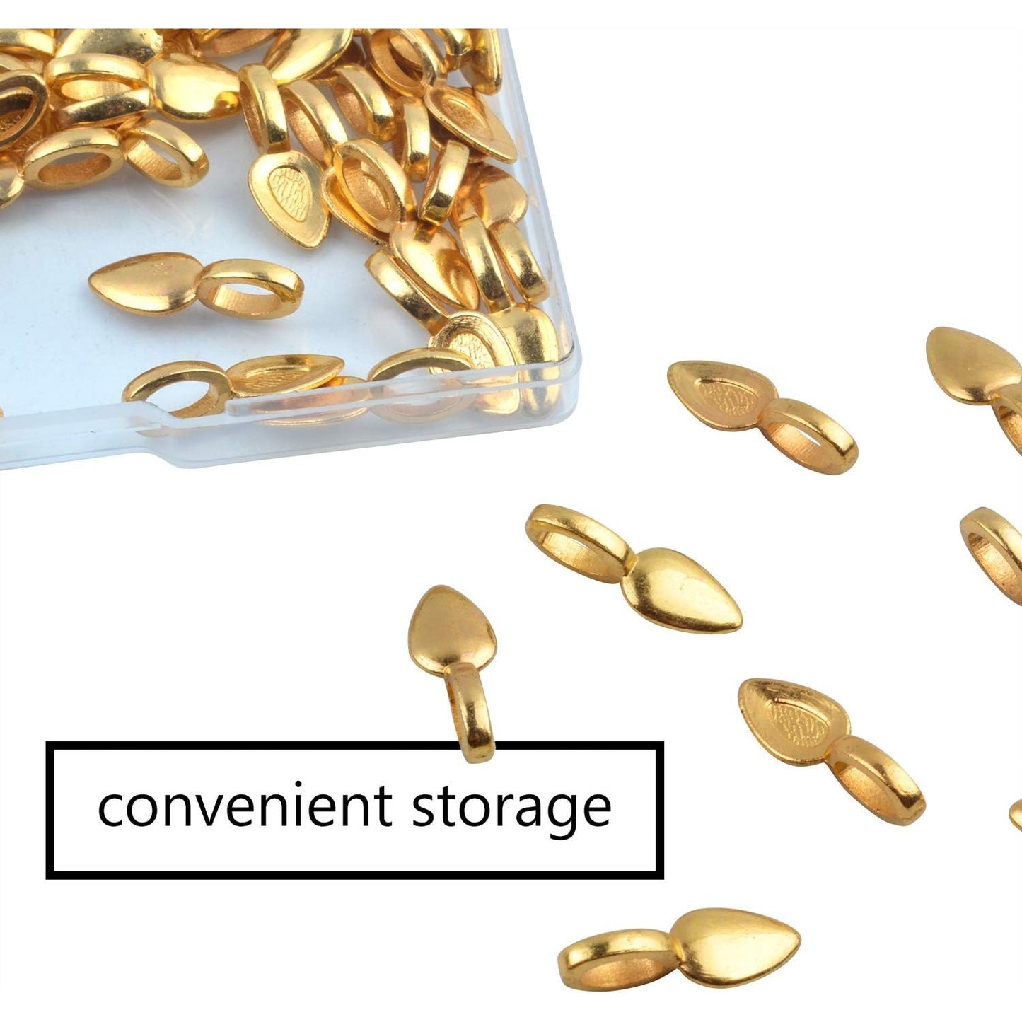 60Pcs Gold Oval Spoon Scrabble Leaf Glue On Flat Rocks Earring Pad Pendant Bails Cabochon Setting for Fitting Glass Cabochon Tiles Necklaces Pendants DIY Jewelry Making with 1Pcs Box