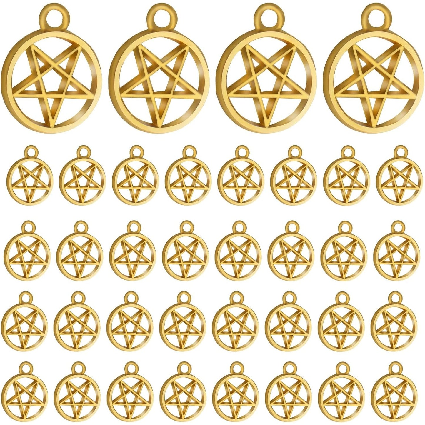 50pcs Silver Pentacle Star Charms Alloy Star Pentagram Pendants Protection Lucky Pentacle Charms Jewelry Making Accessory for DIY Crafts Necklaces Bracelets Earrings