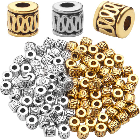 100pcs Antique Spacer Beads Column Tube Metal Spacers Jewelry Beads for Making Bracelet Crafting,5 * 5mm