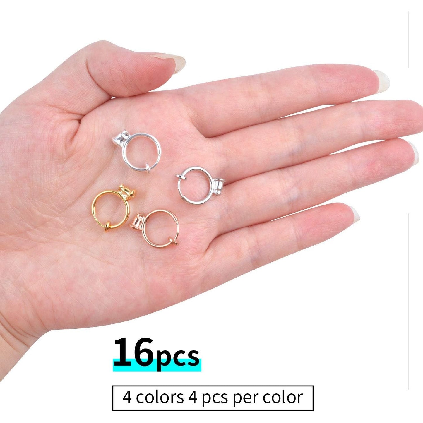 Clip-on Earring Converter,16 Pieces Earring Clip Converter Components Findings with Post for Non-Pierced Ears Jewellery Making - 4 Colors