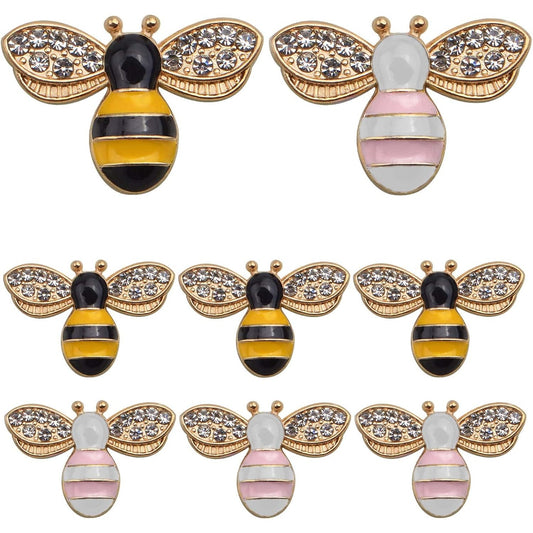 30 Pieces Enamel Bee Charms with Rhinestone Alloy Diamond Honeybee Pendant Embellishments with a Plastic Box for DIY Crafts Jewelry Making Supplies Decoration, 2 Colors