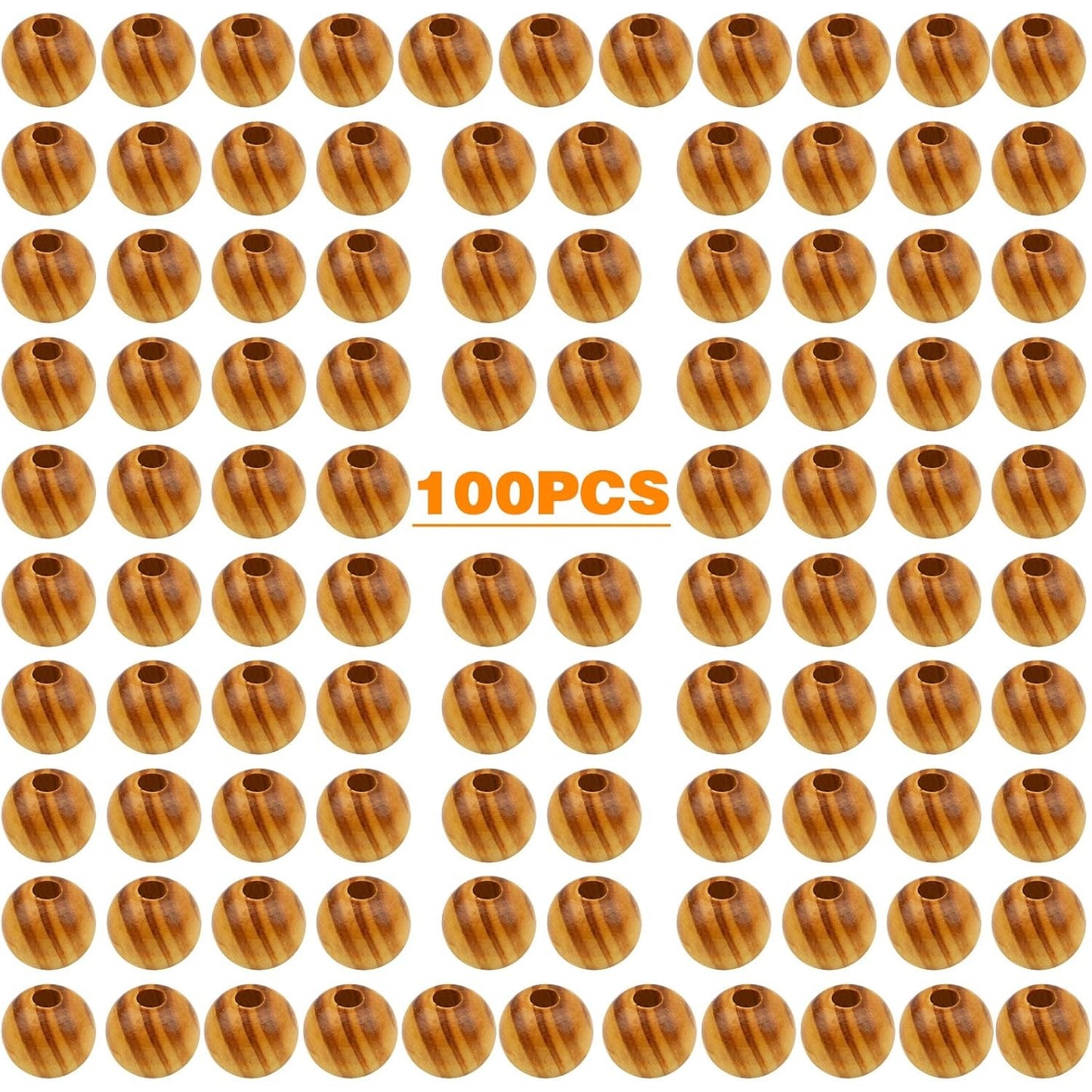 100pcs 14mm Round Natural Wood Macrame Beads - Wooden Loose Craft Spacer Beads for DIY Bracelet Jewelry Making Decoration