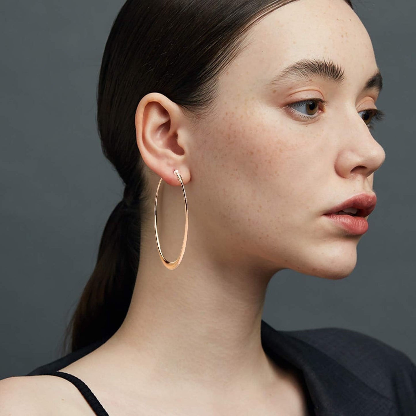 5 Pairs Gold Clip on Earrings Hoop Non Piercing Women Clip Earrings for Women, 5 Sizes