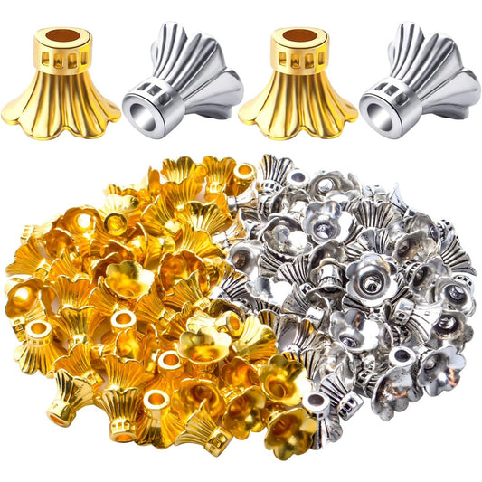 100pcs Flower Bead Caps Tibetan Style Alloy Tassel End Caps Loose Spacer Beads for Jewelry DIY Earrings Bracelet Crafts Making Accessory