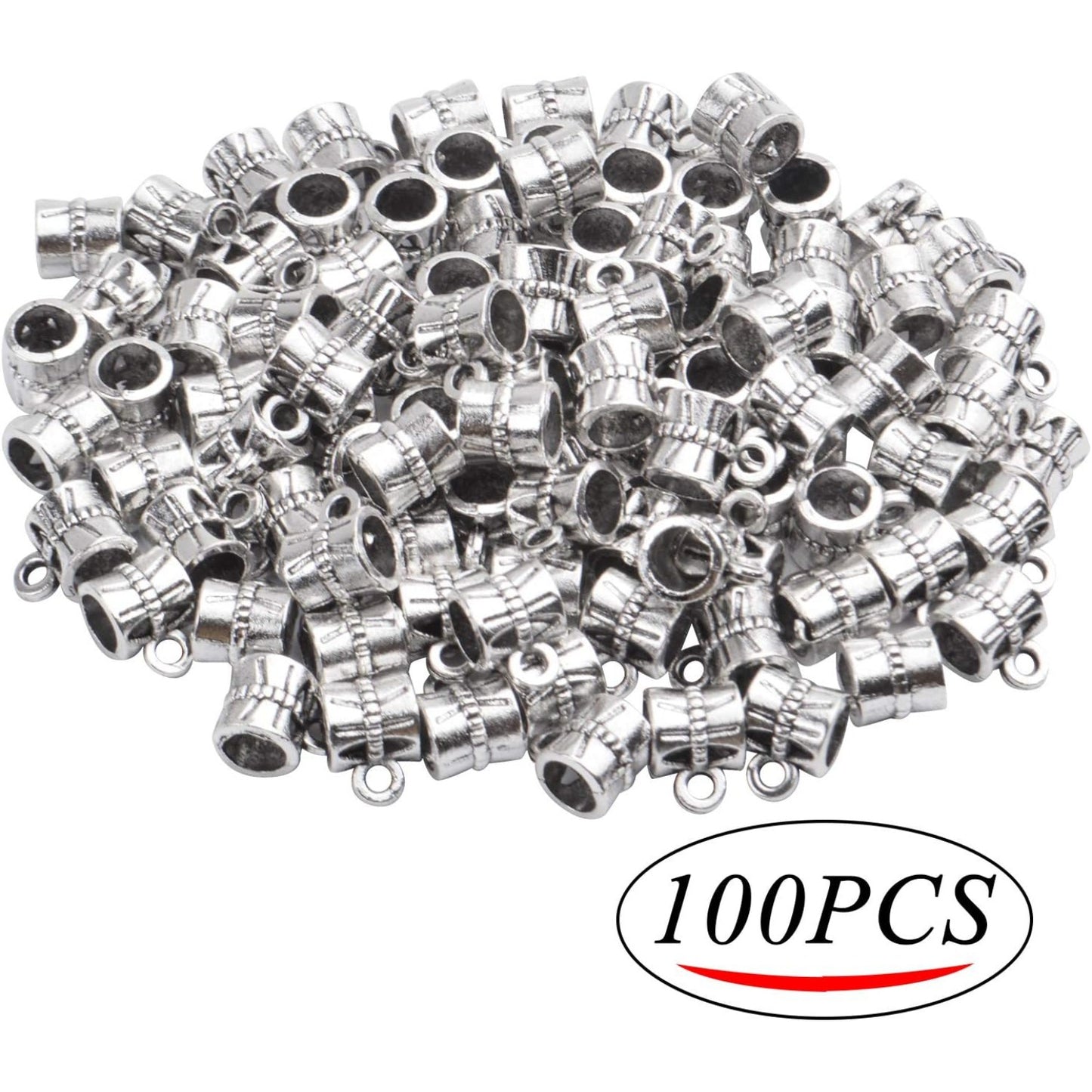 100cs Antique Brown Bail Beads Bracelets Charms Dangle Connectors Tibetan Spacer Beads for Jewelry Making Crafts DIY
