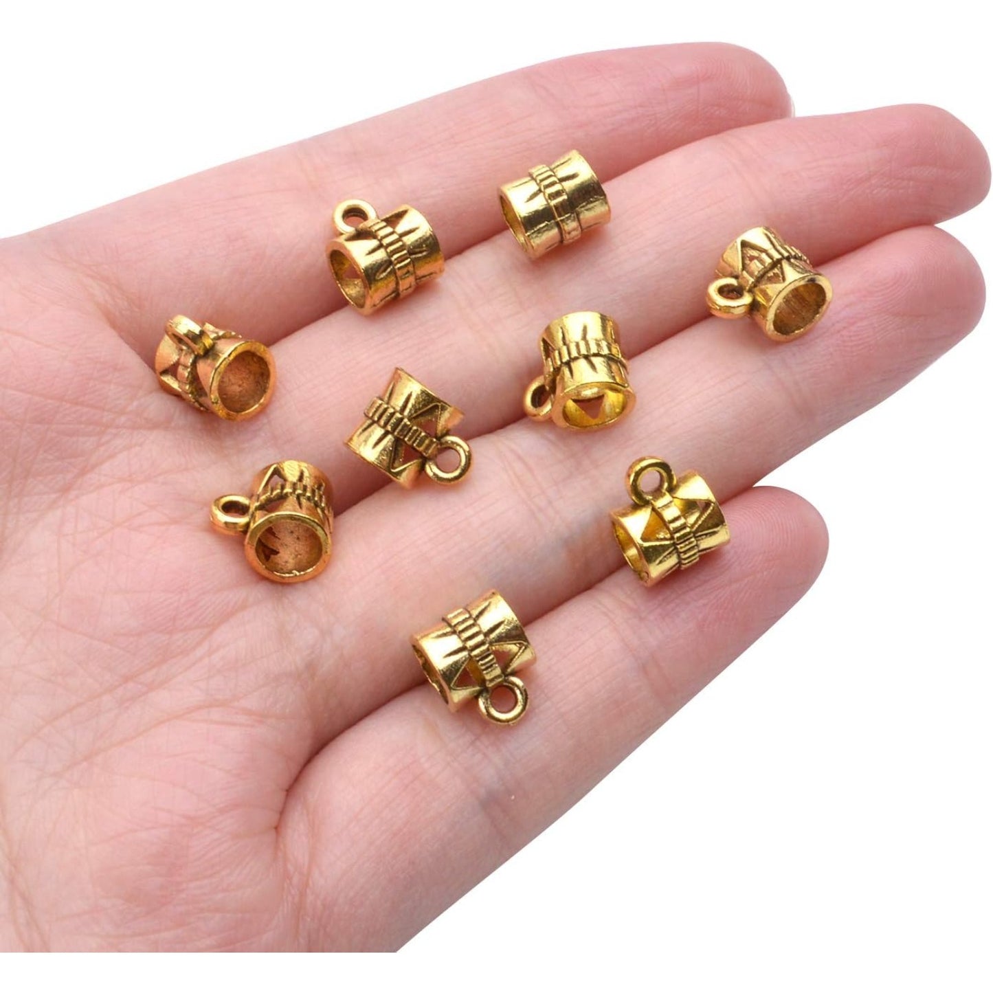 100cs Antique Brown Bail Beads Bracelets Charms Dangle Connectors Tibetan Spacer Beads for Jewelry Making Crafts DIY