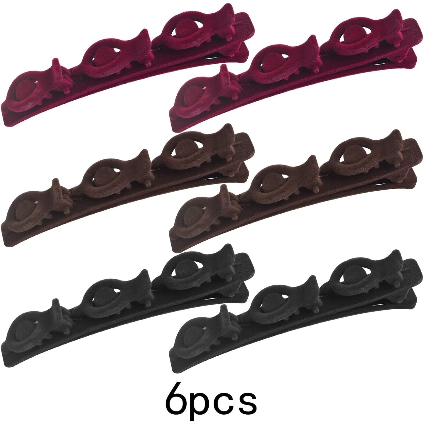 6pcs Double Retro Layer Twist Plait Hair Clips Flocking Texture Braided Hair Clips Woven Hairpin Barrettes with 3 Small Clips on Top for Women Girls Hair Styling, 3 Colors